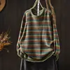 Nuevo Suéter Rayado Vintage Otoño 2026 para Mujer, Moda Casual Versátil Reductor de Edad Bloque de Color Rayas Tejido de Algodón MHT