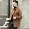 Casaco de cashmere de lapela de comprimento médio para inverno, dupla face, para homens, casaco de lã 100% lã para negócios, sobretudo de lã para meia-idade