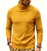 Suéter masculino, novo estilo outono/inverno, gola alta europeu e americano, cores sólidas e designs listrados, tricô slim fit, suéter quente, segunda pele para homens