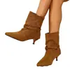 Botas de moda europeas y americanas para mujer de talla grande con punta fina 2026, botas de tacón alto de moda, nuevos estilos de comercio exterior, botines de tacón de aguja transfronterizos para mujer
