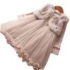 Vestido de Dos Piezas de Terciopelo de Piel Sintética de Visón para Niña con Vestido de Princesa de Felpa para Otoño e Invierno, Venta al por Mayor para Niños, Engrosado y Cálido