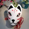 Máscara de Raposa 2025 Máscara de Halloween Máscara de Rosto de Gato Máscara de Demônio Raposa Branca Estilo Japonês Pintado à Mão