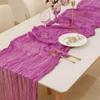 Caminho de Mesa Estilo Boêmio, Caminho de Mesa de Chiffon Franzido de Bali, Toalha de Mesa Trançada Estilo Europeu, Decoração para Festa de Casamento