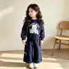 Conjunto de Meninas Gato para Outono Inicial Primavera e Outono Novo Moletom com Laço para Crianças Calça de Perna Larga Conjunto de Duas Peças Roupa Infantil de Comércio Exterior