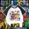 Camiseta de Verão Respirável com Estampa de Desenho Color Block de Manga Curta para Menino - Restaurante Ocidental Pizzy's Parlor