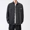 Lktm Moda Masculina # Camisa Masculina Outono e Inverno Novo Estilo Lavada Solta Jeans Estilo Coreano Tendência Manga Longa Jaqueta de Trabalho
