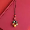 Llavero de Cinco Vías Púrpura Cinabrio Arena Dorada Cadena para Teléfono Móvil Colgante Colgante Femenino Fortuna Pixiu Colgante de Bolso Joyería Douyin
