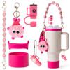 Venda quente stanley copo pingente trança corda alça batom conjunto briquete elfo pingente silicone copo conjunto tampa de palha