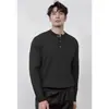 Suéter de Punto a Rayas de Manga Larga con Cuello Henley Abotonado para Hombre, Estilo Old Money con Acabado de Alta Gama, Venta al por Mayor de Fábrica Transfronteriza Otoño/Invierno