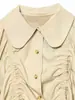 Comercio Exterior Transfronterizo de Amazon 2026 Ropa de Mujer Más Vendida Cuello de Muñeca Cordón Top Corto Cintura Fruncida Estilo Suave Camisa