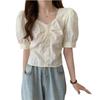Camisa de Mujer Estilo Francés con Cuello Coreano, Corte Entallado, Diseño Elegante, Tendencia Verano 2026, Blusa con Mangas Abullonadas
