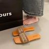 Sandalias y Pantuflas Estilo Chanel para Exterior de Mujer Verano 2025 Nuevo Estilo Descubriendo los Pies Suela Suave Pequeña Punta Cuadrada Vacaciones en la Costa Zapatos de Playa