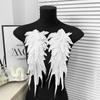 Vestido de encaje de poliéster para coser con bordado de ángel tridimensional en blanco y negro, vestido, decoración de tocado, accesorios