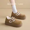 Mules Augusden com Solado Grosso e Forro de Lã para Mulheres 2026 Novo Inverno Sapatos de Algodão Totalmente Cobertos Slip-On Cano Baixo Botas de Neve