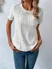2026 Mais Vendido Europeu e Americano Transfronteiriço Amazon Primavera e Verão Novo Cor Sólida Vazado Casual Outdoor Feminino Camiseta Gola Redonda
