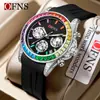 Reloj de Hombre Ofns Transfronterizo Multifunción Cronógrafo Luminoso de Cuarzo 30m Resistente al Agua Seis Manecillas Reloj de Negocios con Calendario para Mujer