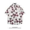 2025 Nueva Camisa Fresca de Verano Flor de Playa Dibujo Animado Camisa de Manga Corta de Moda Estilo Hong Kong Retro Flor Camisa para Hombre