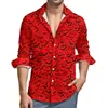Nueva Camisa Hawaiana de Manga Larga Casual para Hombre Impresa en 3D Serie de Halloween de Comercio Exterior Más Vendida Transfronteriza