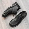 Sapatos Derby estilo Britânico transfronteiriços masculinos com cadarço bico quadrado em couro sapatos masculinos business casual sola grossa salto oculto sapatos de noivo