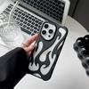 Funda para Teléfono iPhone15PROMAX con Patrón de Llama y Disipación de Calor Hueca 14 TPU Morado Escarchado Transpirable Protectora 13pro