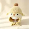 Nuevo gorro infantil para otoño e invierno, lindo gorro de punto con pompón de animal, cálido y protector de orejas, unisex, divertido gorro de bebé para poner sin cierre
