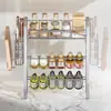 El fabricante suministra especiero de cocina de acero inoxidable, estante de almacenamiento de escritorio, estante de almacenamiento multicapa sin instalación, estante de almacenamiento para encimera