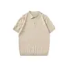 Roupas Masculinas Fengshe / Camiseta de Manga Curta Estilo Old Money Tricô Masculino Jacquard Retrô Japonês Gola Reversível Tendência