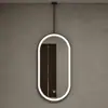Barra de Teto de Hotel Selecionada Cuidadosamente Espelho Oval Suspenso Espelho de Banheiro Inteligente Penteadeira LED Tela Sensível ao Toque Banheiro