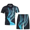 Nueva moda de verano para hombre, polo casual con estampado 3D, cuello camisero, traje casual