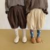 Roupas infantis da Coreia do Sul novas calças de veludo cotelê infantis para meninos e meninas fraldas de algodão para bebês 56 pontos calças moda