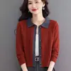 Cardigan de Punto con Bloques de Color y Cuello Solapa Otoño/Invierno 2026 Suéter Abrigo Holgado Casual Elegante Prenda Base