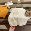 Conjunto de Duas Peças Feminino Verão Estilo Coreano Nova Moda Elegante Cor Abóbora Malha Vazada Colete com Cobertura para Calcinha Calça Anti-Mosquito Tendência