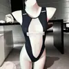 Body Sexy de Peça Única Justo para Menina, Vazado, Sem Tirar, Lingerie Sexy, Uniforme de Roupa de Banho Fofo