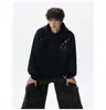 Moletom com Capuz Bordado Estrela Americana Masculino Outono Design Pesado Senso de Estilo Manga Longa Top Streetwear Versátil Moletom Esportivo