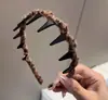 Tiara Ondulada Estilo Coreano para Mulheres, Fofa e Aumenta a Altura, Pelúcia Estampada de Leopardo, Elástico de Cabelo Dupla Face com Dentes, Versátil e Estilosa