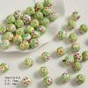 Cuentas de cerámica verde fresco flor linda encantadoras cuentas sueltas accesorios para pulsera de cuentas hechas a mano diy bolsa