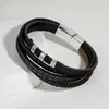 Pulsera de Cuero Multicapa Nueva Transfronteriza para Hombres, Pulsera Versátil de Hip-Hop para Mujeres, Accesorios de Moda de Lujo Ligero de Gama Alta