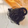 Pasador de Pelo Rosa Seco Clip de Pelo de Encaje de Organza Moda Versátil Multicapa Deshilachado Parte Posterior de la Cabeza Elegante Pinza de Garra Pinza de Tiburón