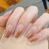 Uñas con degradado de color en contraste, estilo té con leche, para usar, cortas, desmontables, venta al por mayor
