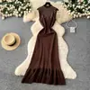 Vestido-Colete Redondo de Strass de Alta Qualidade Estilo Francês para Mulheres, Saia Longa de Cauda de Peixe de Cintura Alta, Vestido Longo com Design para o Dia a Dia