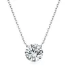 Collar Elegante de Plata 925 con Colgante Simple Cadena para Clavícula Lujo Ligero Alta Calidad Transfronterizo Elegante Collar de Moissanita No se Desvanece