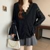 Talla grande Mujer 2025 Primavera Nuevo Nicho Moda Encaje Cuello en V Encaje Suelto Manga Larga Camisa Pequeña Top
