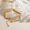 Pulsera Geométrica Lineal Lisa Irregular de Acero Inoxidable Oro 18K Estilo Europeo y Americano Joyería que No se Desvanece Accesorios Transfronterizos