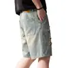 Shorts de mezclilla desgastados lavados estilo americano para hombre, nuevo modelo verano 2026, shorts rectos holgados y transpirables de longitud media