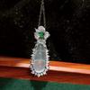 Colgante de Frijol Verde de Calcedonia de Hielo Alto Incrustado Completamente con Diamantes Cadena de Collar de Frijol Nao Fu de Hielo Blanco Nuevo Estilo Chino Joyería de Estilo Nacional