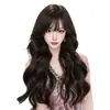 Peruca Completa para Mulheres, Franja Estilo Francês, Cabelos Longos e Ondulados, Naturalmente Volumosa, Peruca Completa Fashion e Versátil