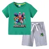 Camiseta Infantil 2026 Verão Nova Roupa Infantil de Comércio Exterior Estilo Ins Coreano Algodão Manga Curta e Shorts Conjunto de Duas Peças Infantil