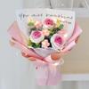 Flor de lã tricotada criativa transfronteiriça rosa buquê fofo trançado pronto aniversário para meninas Tanabata Dia dos Namorados