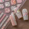Manicura Estilo Celebridad de Internet Pegatina de Flor Retro Rosa Estéreo 3D en Relieve Encaje Lineal Pegatina Decoración de Uñas