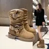 Hebilla de Cinturón Vintage Botas de Vaquero Occidentales Botas Martin 2026 Otoño/Invierno Nuevas Versátiles de Moda de Tacón Medio Suela Gruesa Botines